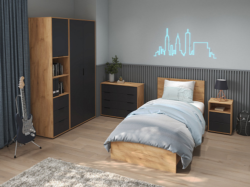 Шкаф для одежды Оптима ОП-01 дуб крафт золотой/графит